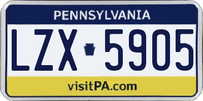 PA license plate LZX5905