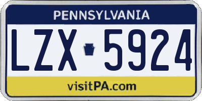 PA license plate LZX5924