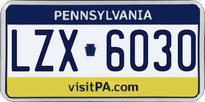 PA license plate LZX6030