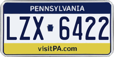 PA license plate LZX6422