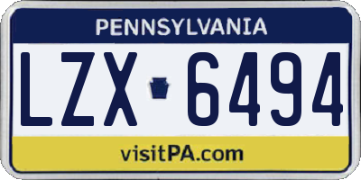 PA license plate LZX6494
