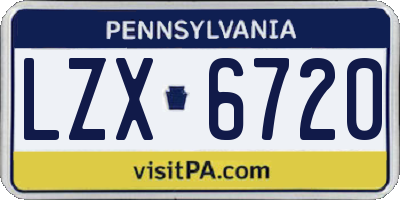 PA license plate LZX6720