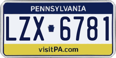 PA license plate LZX6781
