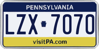 PA license plate LZX7070