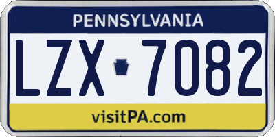 PA license plate LZX7082