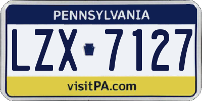 PA license plate LZX7127