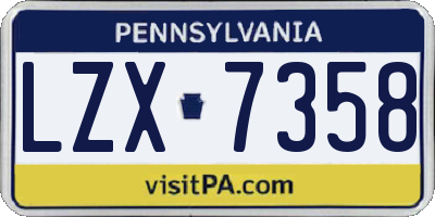 PA license plate LZX7358