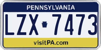 PA license plate LZX7473