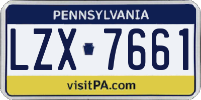 PA license plate LZX7661