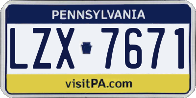 PA license plate LZX7671