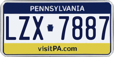 PA license plate LZX7887
