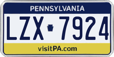 PA license plate LZX7924
