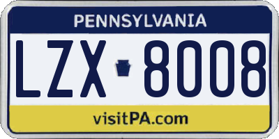 PA license plate LZX8008
