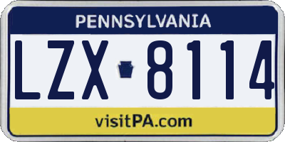 PA license plate LZX8114