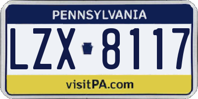 PA license plate LZX8117