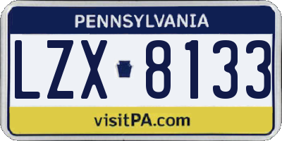 PA license plate LZX8133