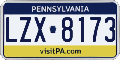 PA license plate LZX8173
