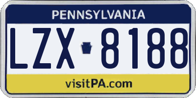 PA license plate LZX8188