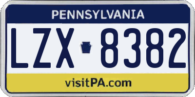 PA license plate LZX8382