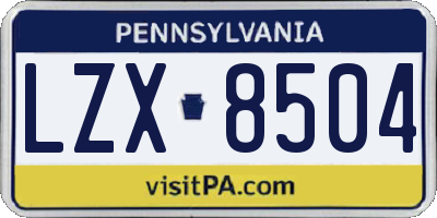 PA license plate LZX8504