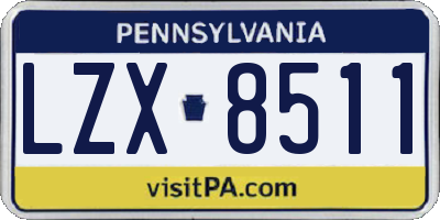 PA license plate LZX8511