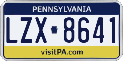 PA license plate LZX8641