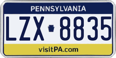 PA license plate LZX8835