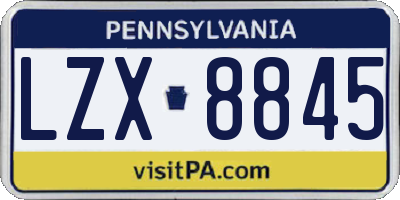 PA license plate LZX8845