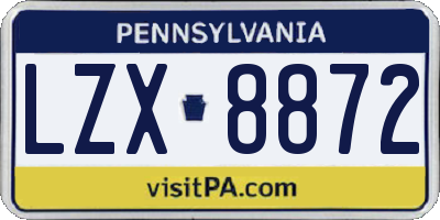 PA license plate LZX8872