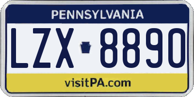 PA license plate LZX8890