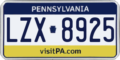 PA license plate LZX8925