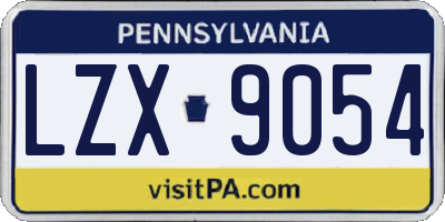 PA license plate LZX9054