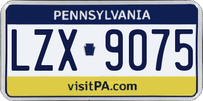 PA license plate LZX9075