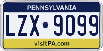 PA license plate LZX9099