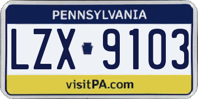 PA license plate LZX9103