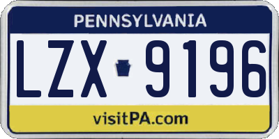 PA license plate LZX9196