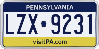 PA license plate LZX9231