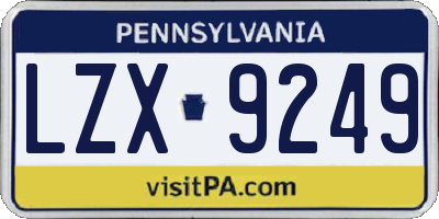 PA license plate LZX9249