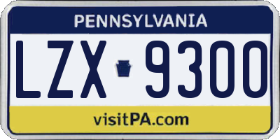 PA license plate LZX9300