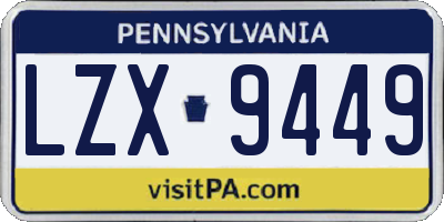 PA license plate LZX9449