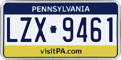 PA license plate LZX9461