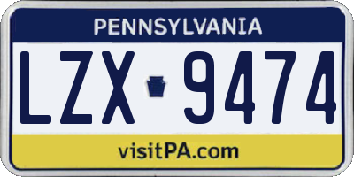 PA license plate LZX9474