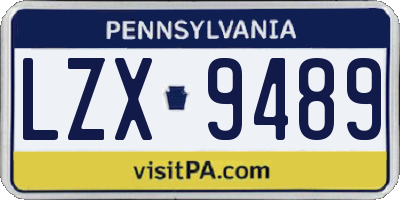 PA license plate LZX9489