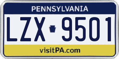 PA license plate LZX9501