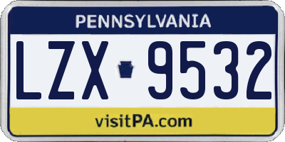 PA license plate LZX9532