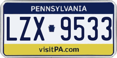 PA license plate LZX9533
