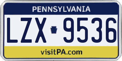 PA license plate LZX9536