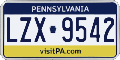 PA license plate LZX9542