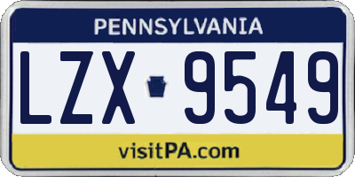 PA license plate LZX9549