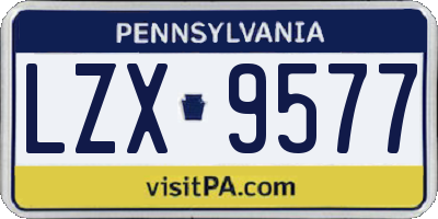 PA license plate LZX9577